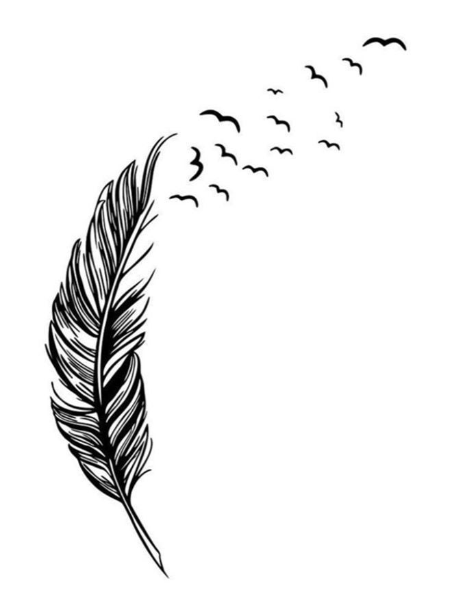 NIBEMINENT Feather Design Wall Sticker Grey 90 x 50cm - Image 1