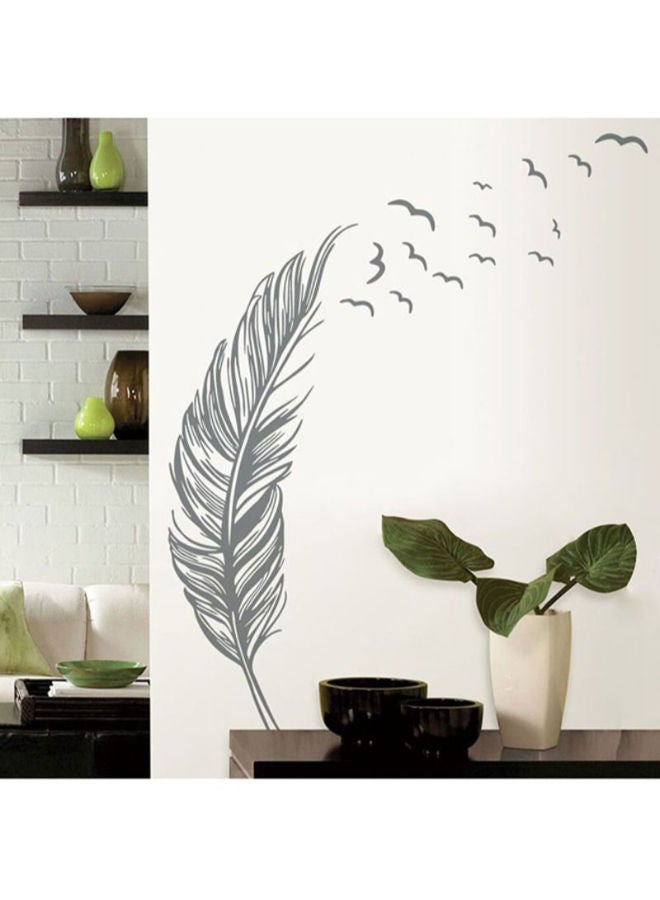 NIBEMINENT Feather Design Wall Sticker Grey 90 x 50cm - Image 2