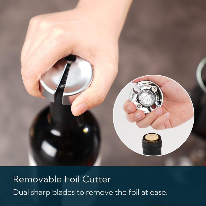 KITCHENDAO 3 in 1 Wing Corkscrew Wine Bottle Opener with Foil Cutter, Built-in Beer Bottle Opener, Multifunctional Wine Opener with Non-Stick Sharp Screw,Easy to Use, Sturdy Durable Manual Corkscrew - Image 3