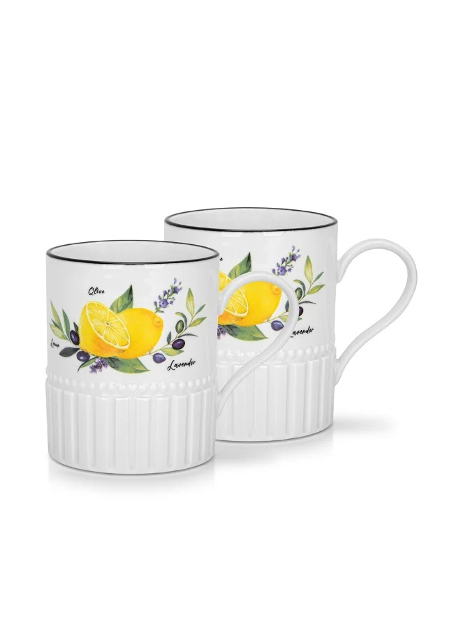 Fissman 2-Pieces Coffee Mug 400mL Lemon Provence Series