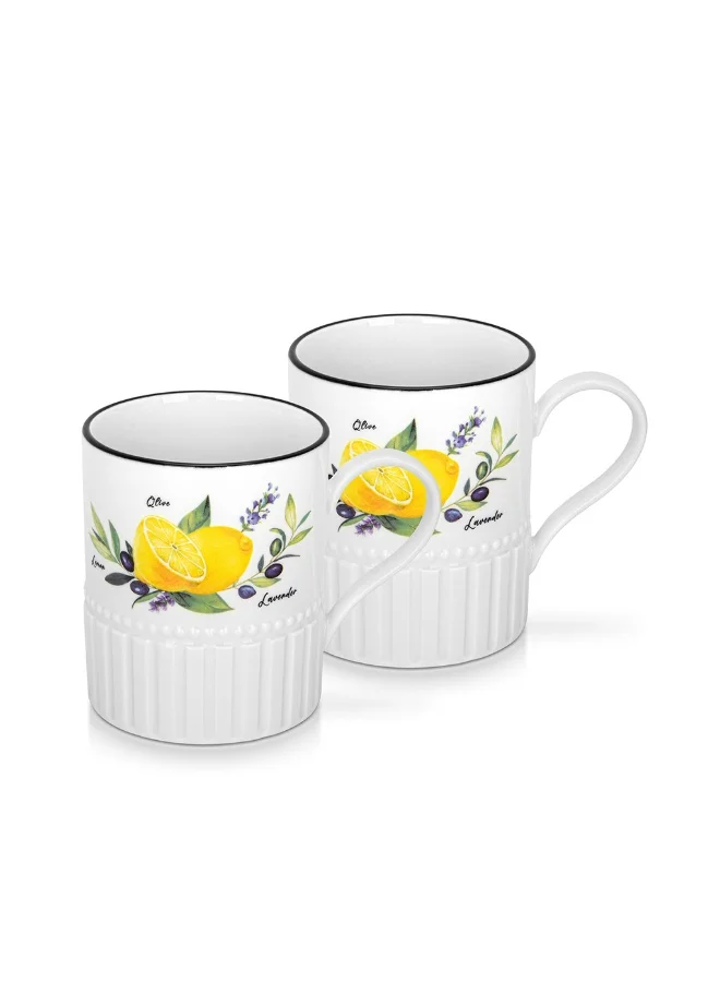 Fissman 2-Pieces Coffee Mug 400mL Lemon Provence Series