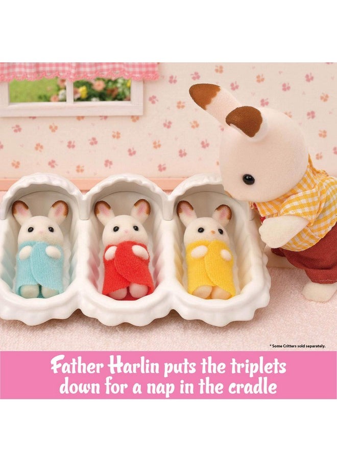 Calico Critters Calico Critters Triplets Care Set - Dollhouse Playset with 3 Hopscotch Rabbit Figures & Accessories Included  - Image 5