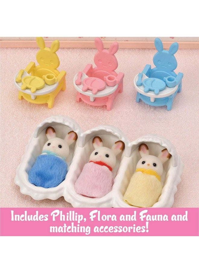 Calico Critters Calico Critters Triplets Care Set - Dollhouse Playset with 3 Hopscotch Rabbit Figures & Accessories Included  - Image 4