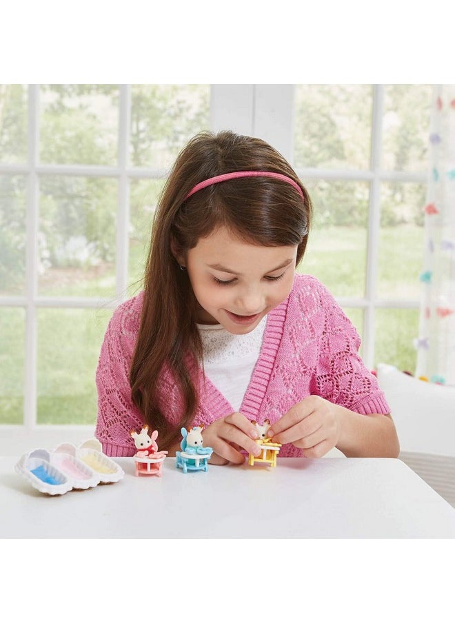Calico Critters Calico Critters Triplets Care Set - Dollhouse Playset with 3 Hopscotch Rabbit Figures & Accessories Included  - Image 3