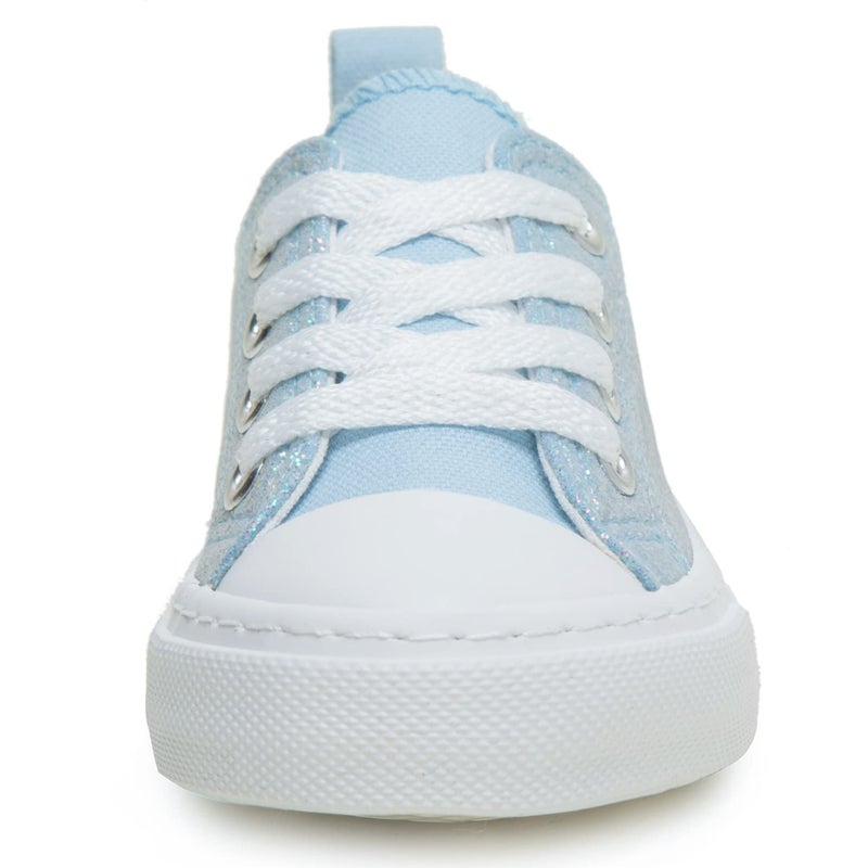 Toandon Kids Girls Sneakers Glitter Sequins Canvas Shoes Toddler Child Glitter Sparkle Low Top Lace Up Non Slip Lightweight Walking Outdoor Blue Size 1 - Image 3