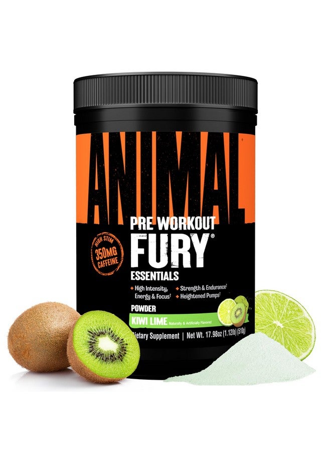 Animal Fury Pre Workout Powder - Kiwi Lime, 350mg Caffeine, BCAA Amino Acids, 2g Beta Alanine, Citrulline & Tyrosine, Energy, Focus, Strength, Endurance, Preworkout for Men & Women, 30 Servings - Image 1