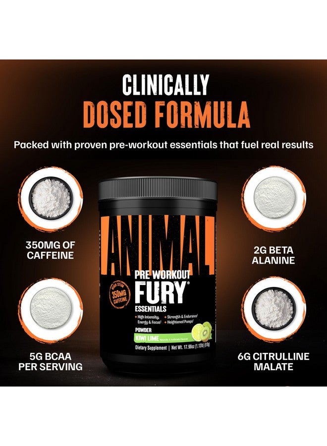 Animal Fury Pre Workout Powder - Kiwi Lime, 350mg Caffeine, BCAA Amino Acids, 2g Beta Alanine, Citrulline & Tyrosine, Energy, Focus, Strength, Endurance, Preworkout for Men & Women, 30 Servings - Image 5
