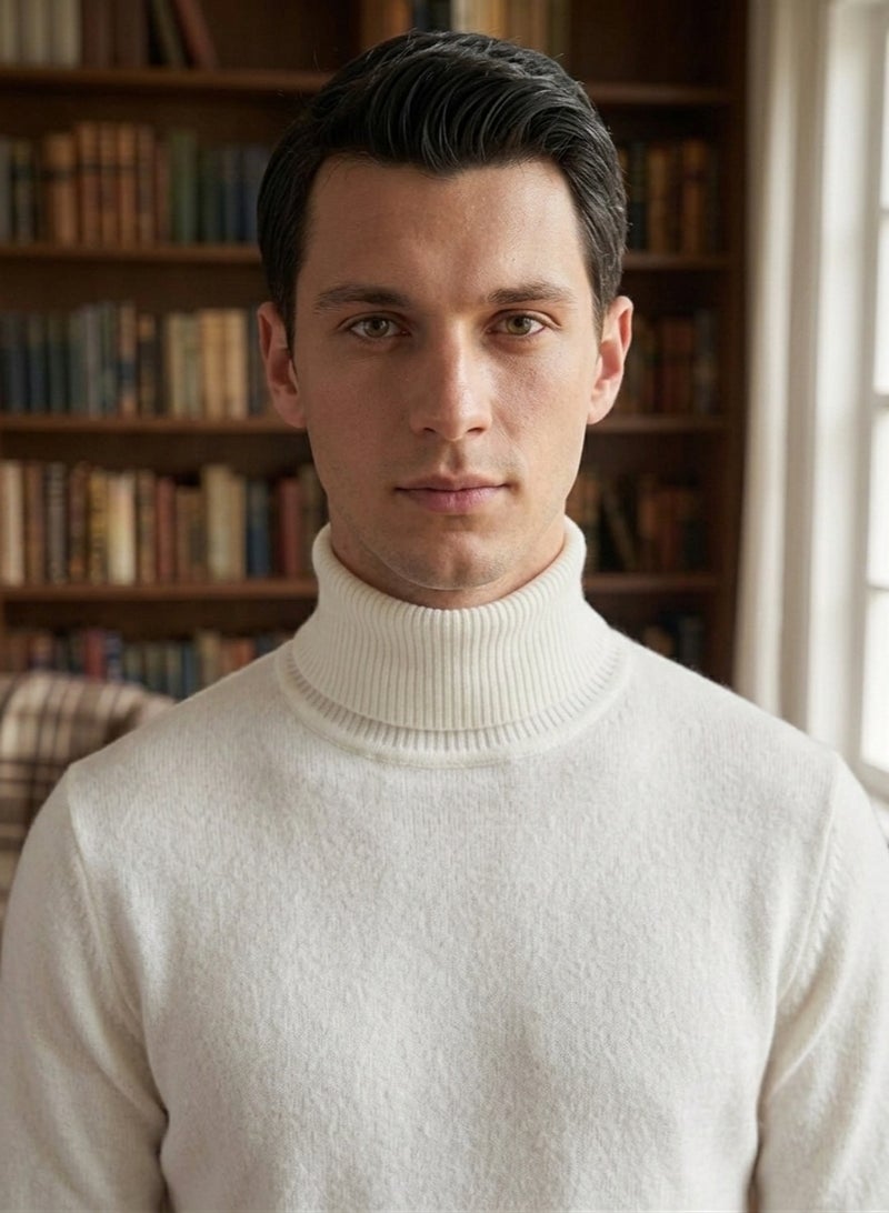 Men's Winter Turtleneck Pullover Sweater Long Sleeve Soft Knit Jumper Casual Warm Mock Neck Top Comfortable Stretch Fashion Knitwear for Daily Wear Office Outdoor and Smart Casual Styling - Image 3