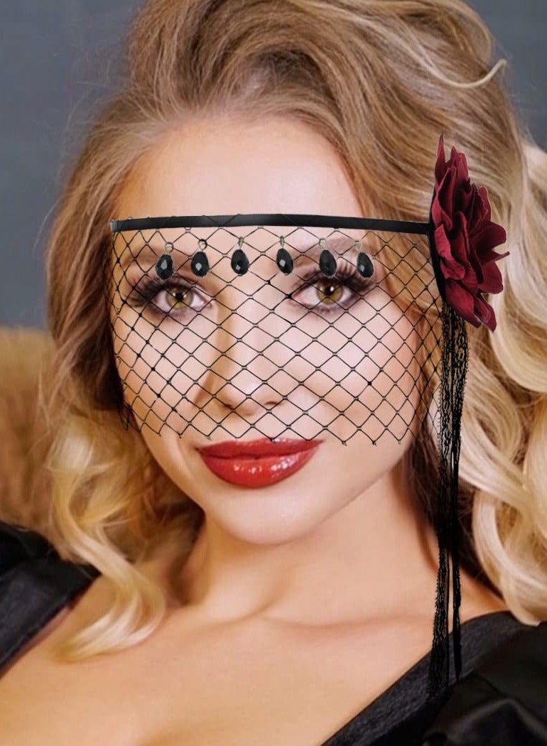 Daytoyz Women Fascinator Veil Tassel Mesh Face Veil Flower Tea Party Fascinator Veil Costume Accessory for Women and Girls - Image 2