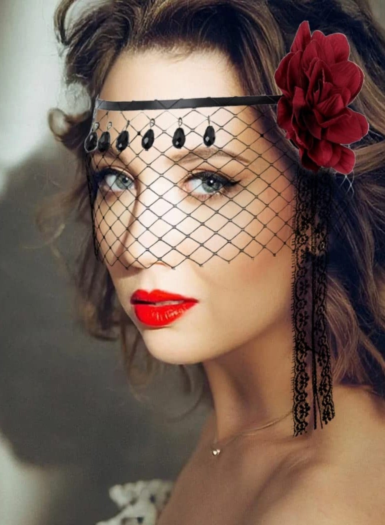Daytoyz Women Fascinator Veil Tassel Mesh Face Veil Flower Tea Party Fascinator Veil Costume Accessory for Women and Girls - Image 3