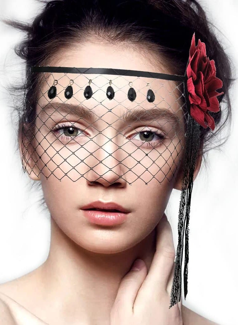 Daytoyz Women Fascinator Veil Tassel Mesh Face Veil Flower Tea Party Fascinator Veil Costume Accessory for Women and Girls - Image 4