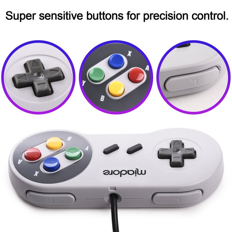 miadore 2 Pack USB Controller for SNES Retro Gaming, miadore SNES USB Classic Gamepad Joypad Gamestick for Windows PC MAC Linux Retropie Raspberry Pi 3 - Image 4