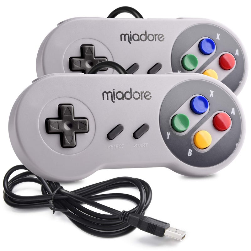 miadore 2 Pack USB Controller for SNES Retro Gaming, miadore SNES USB Classic Gamepad Joypad Gamestick for Windows PC MAC Linux Retropie Raspberry Pi 3 - Image 1