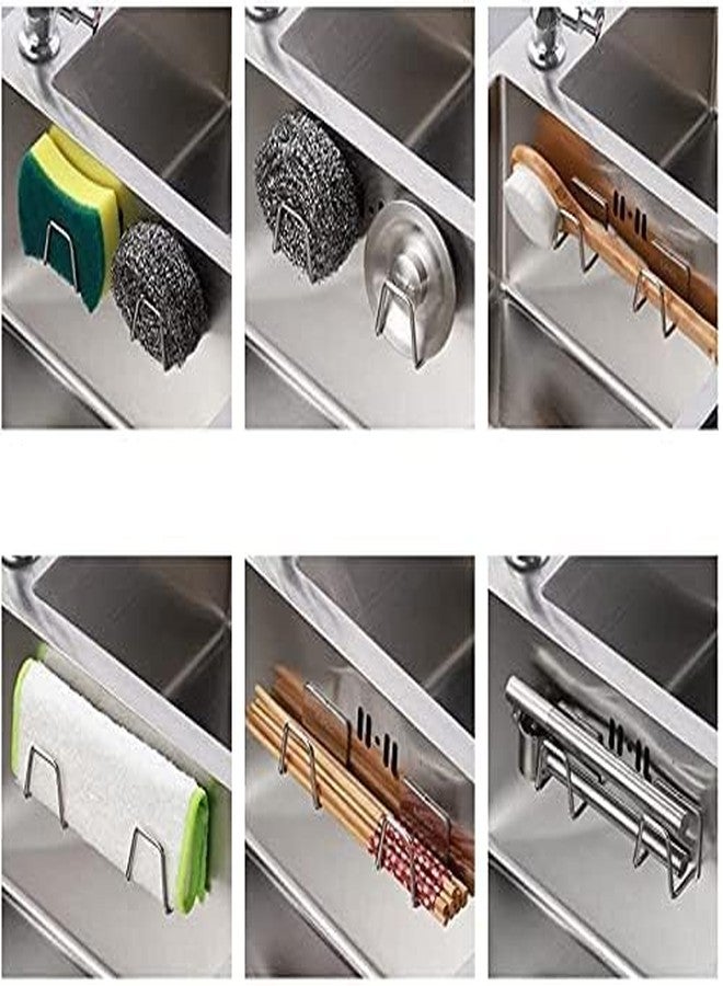 Hidak Sponge Holders Phone Holder for Kitchen Sink Strong Adhesive Small Sponge Holder Hook Premium Rustproof & Waterproof Kitchen Sink Caddy Stainless Steel (2 Pcs) - Image 3