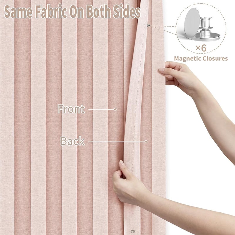 Vatge Doorway Curtains Accordion Pink Curtains for Girls' Room Door, Closet Doors Curtain, 80 Inch Long Privacy Curtains for Room Divider and Open Closet, 1 Panel with Tieback, W39 x L78, Pink - Image 4