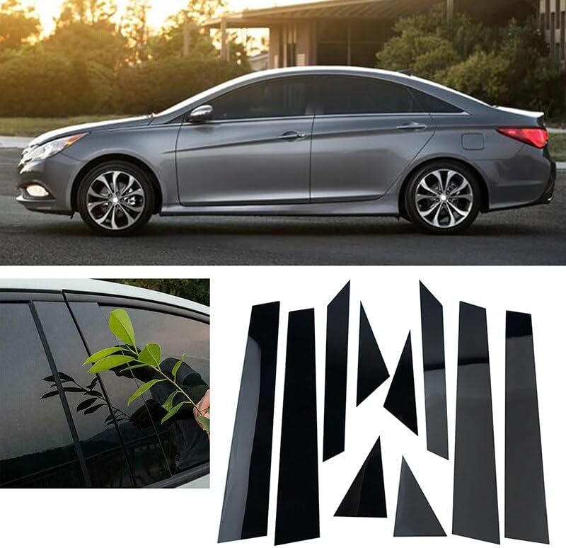 DEMULAX Glossy Black Car Pillar Post Stickers for Hyundai Sonata - Image 4