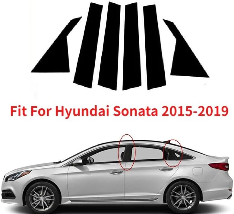 DEMULAX Glossy Black Car Pillar Post Stickers for Hyundai Sonata - Image 2