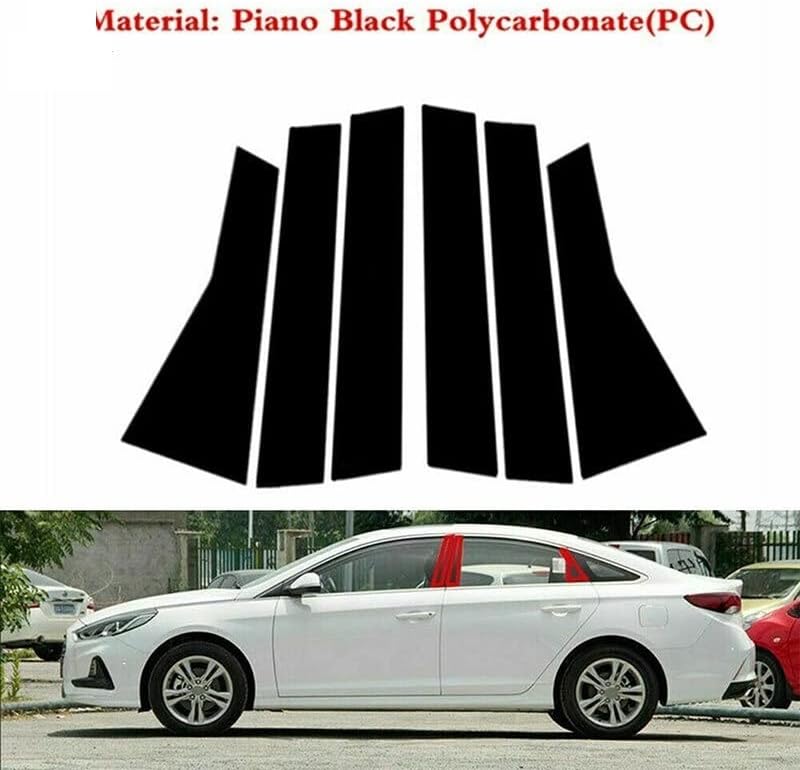 DEMULAX Glossy Black Car Pillar Post Stickers for Hyundai Sonata - Image 3