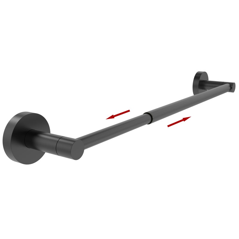 Ruacq Adjustable Towel Bar 137 to 24 Inch Bathroom Single Towel Bar Black Stainless Steel Modern Wall Mounted Round Towel Holders Matte Black