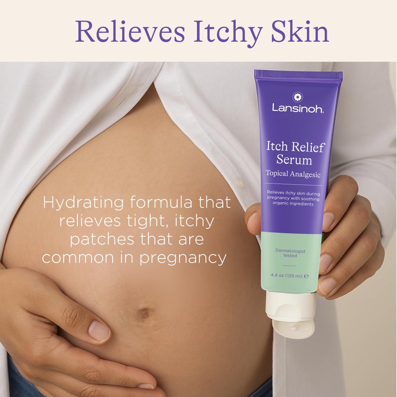 Lansinoh سيروم لانسينه Anti-Itch للأمهات الحوامل، كريم للعناية بالبشرة وتخفيف الحكة، آمن للثلث الأول من الحمل، أساسيات الحمل، 4.4 أونصة - Image 2