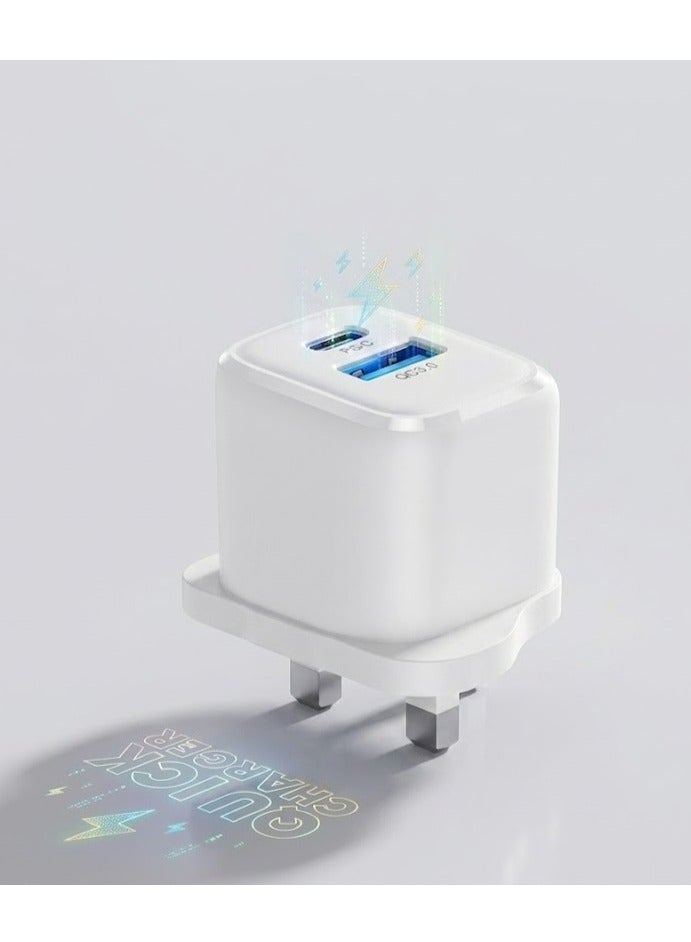 PowerMax MX6 Charger Head - 45W Fast Charging, Supports Type-C and USB 45W - 2 PD and QC3.0 Ports - White - Image 1