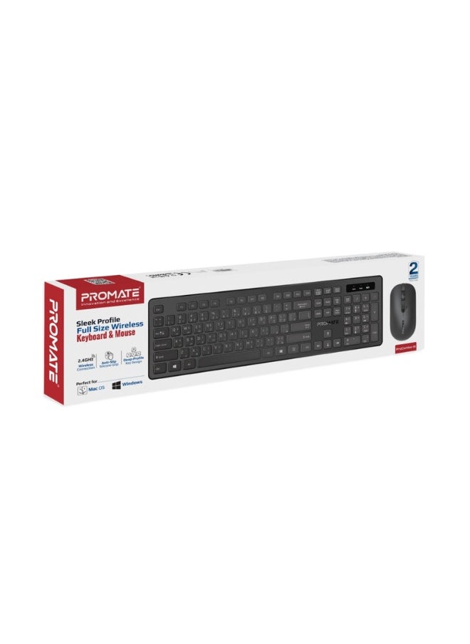 Promate ProCombo-13 Sleek Profile Full-Size Wireless Keyboard and Mouse