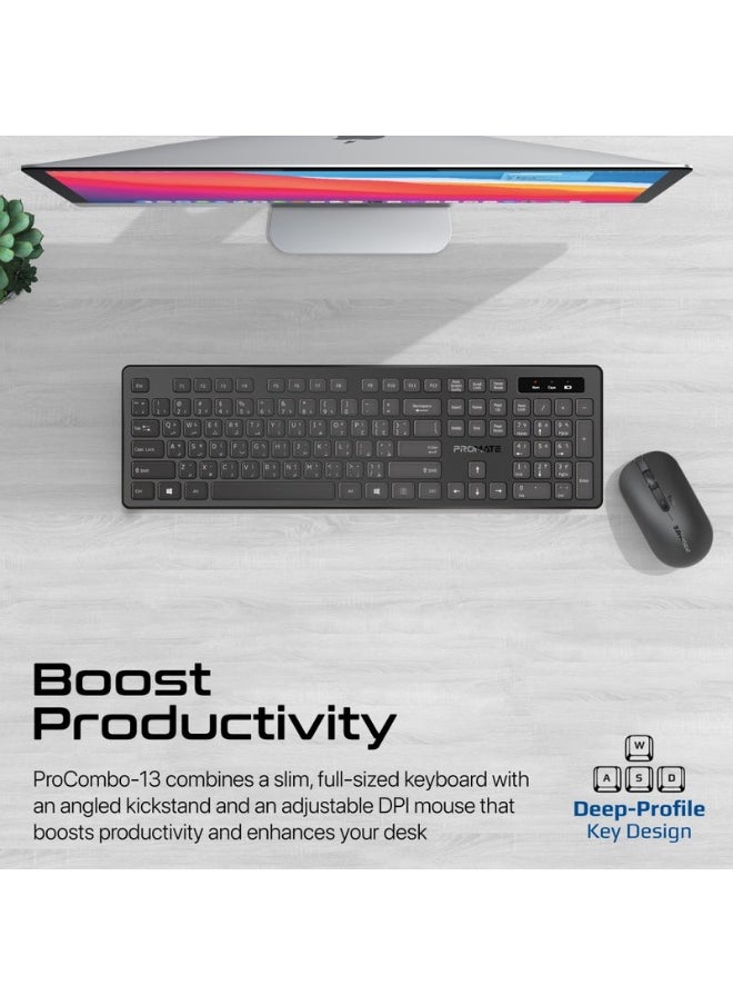Promate ProCombo-13 Sleek Profile Full-Size Wireless Keyboard and Mouse