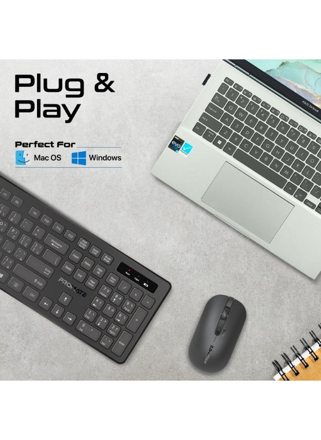 Promate ProCombo-13 Sleek Profile Full-Size Wireless Keyboard and Mouse