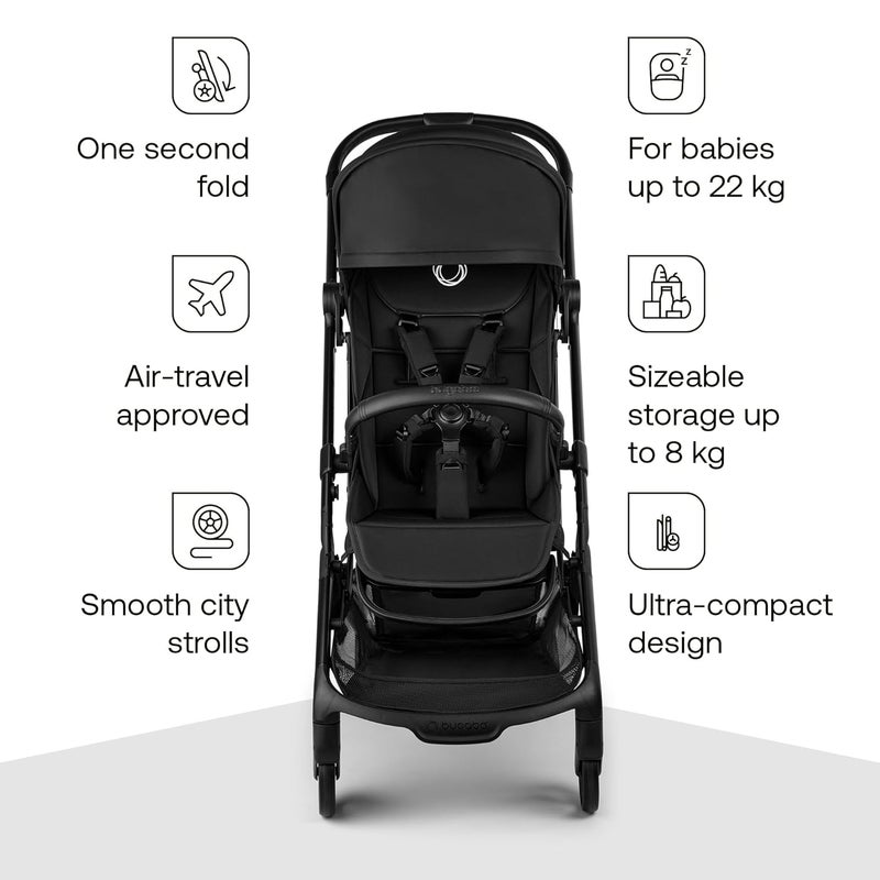Bugaboo عربة السفر بوجابو باترفلاي 2 فائقة الصغر قابلة للطي بلمسة واحدة خفيفة الوزن وصديقة للطائرات باللون الأسود - Image 4