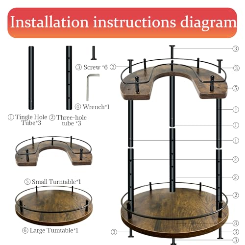LIAISIMI 2 Tier Lazy Susan Organizer,2-Tier Spinning Spice Rack with Stable Carousel Base & 4 Height Settings for Cupboard Kitchen Countertop Dining Table Cupboard (Round) - Image 4