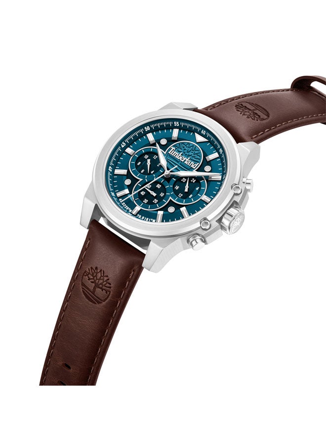 Timberland Men Fast Strike Green Dial Leather Strap Multifunction Watch for Men, 46mm - Image 2