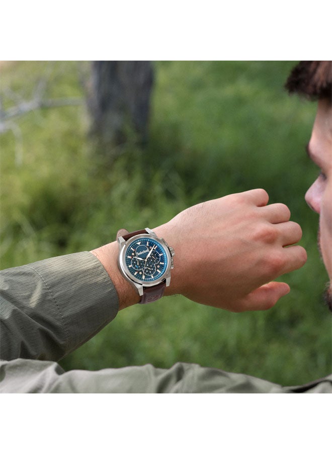 Timberland Men Fast Strike Green Dial Leather Strap Multifunction Watch for Men, 46mm - Image 5