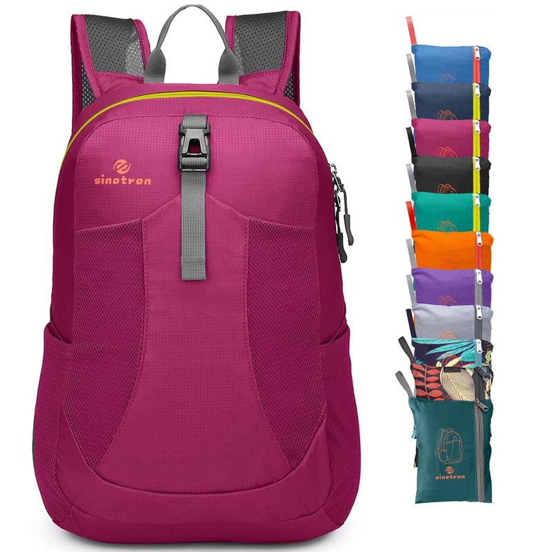 sinotron Lightweight Packable Backpack, Small Foldable Hiking Backpack Day Pack for Travel Camping Outdoor Vacation (Red) - Image 1