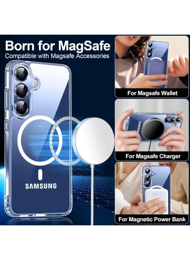 BORTONY Samsung Galaxy S25 MagSafe Case Support Wireless Charging Slim Thin Magnetic Cover for Galaxy S25  Anti Scratch Shockproof Hard Transparent Phone Case for Galaxy S25 6.2 Inch - Image 4