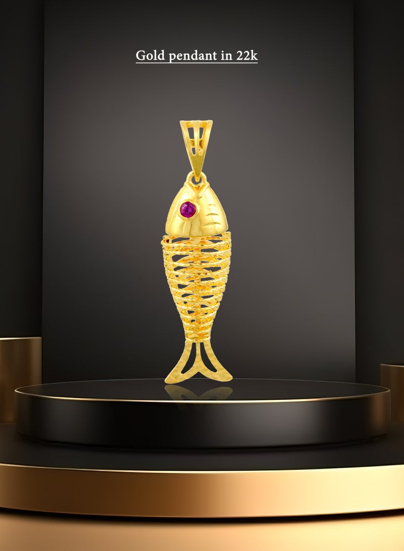 BAFLEH JEWELLERY 22kt Gold Fish Pendant: Perfect for Sea Lovers  - Image 4
