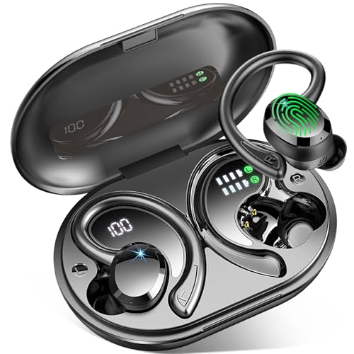 Rulefiss Wireless Earbuds Sport, Bluetooth 5.4 Headphones 3D Bass Hi-Fi Stereo Over Ear Buds, 60Hrs ENC Noise Cancelling Headset with Earhook, IP-X7 Waterproof Earphones Workout Running Gym for Android iOS - Image 5