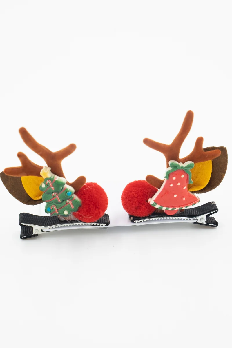 D'Daniela Girls Hair Clips Antler Ears Christmas – 4 Pairs