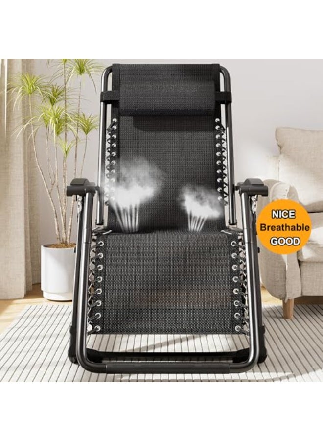 HUMJO Foldable Recline Chair,Patio Folding Lounge Chair, Long Zero Gravity Recliner with Headrest, Dual Use Folding Bed Chair,Outdoor Garden Chair for Office Lunch Break Nap Bed,Sunbathing, Beach, Terrace, Pool - Image 5