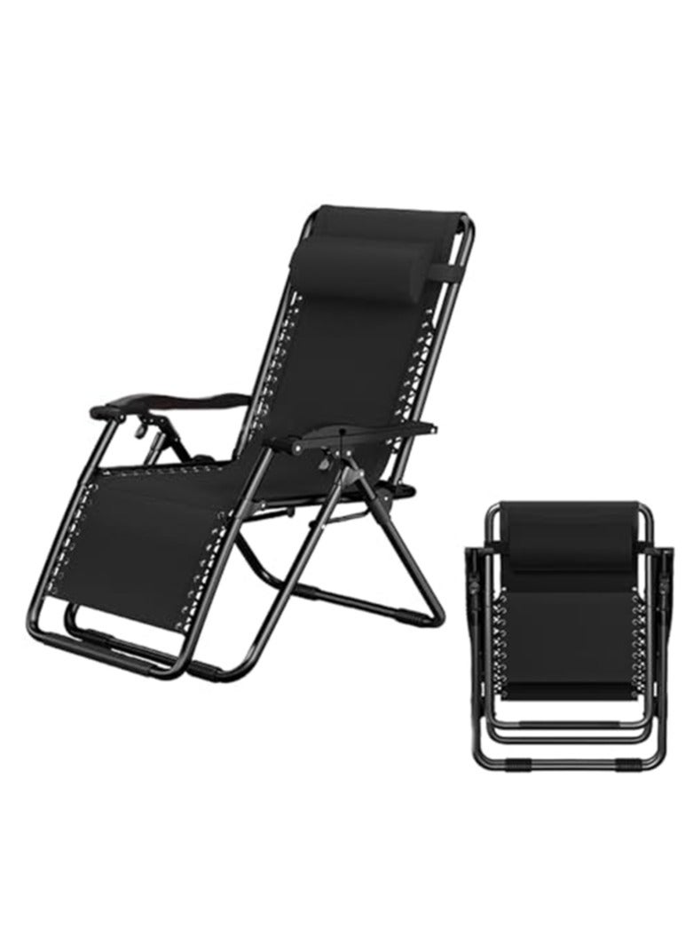 HUMJO Foldable Recline Chair,Patio Folding Lounge Chair, Long Zero Gravity Recliner with Headrest, Dual Use Folding Bed Chair,Outdoor Garden Chair for Office Lunch Break Nap Bed,Sunbathing, Beach, Terrace, Pool - Image 1