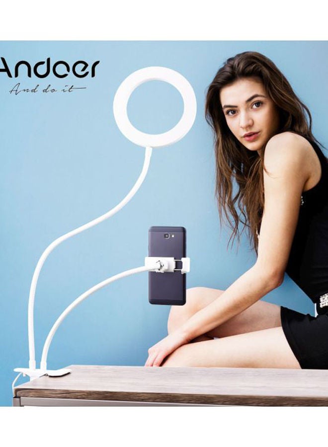 NIBEMINENT 2-In-1 LED Ring Light With Phone Holder 6inch White - Image 5