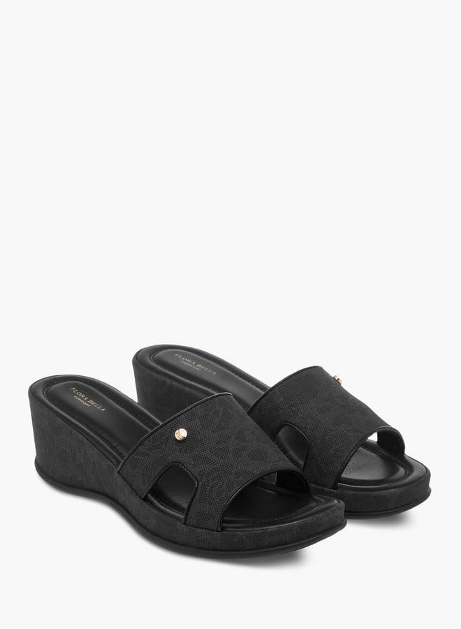 Flora Bella By Shoexpress Womens Floral Textured Slip-On Wedge Heel Sandals - Image 2