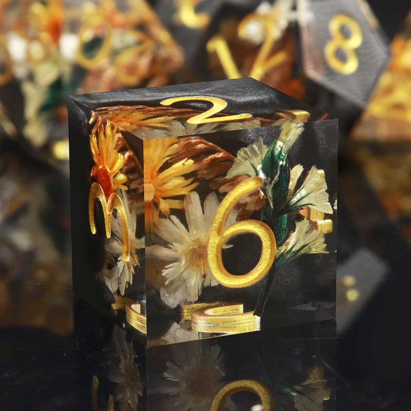 Haxtec DND Dice Set Sharp Edge Resin Dice Set with Dice Case Flower D and D Dice Polyhedral DD Dice Compatible with Dungeons and Dragons TTRPGs DND Gift - Image 3
