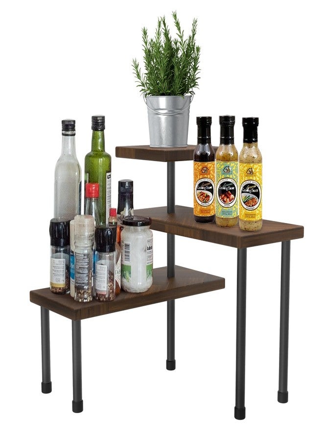 Hooshion Kitchen Countertop Organizer, Kitchen Corner Shelf, 3 Tier Moveable Corner Shelf, Bathroom Counter Organizer, for Kitchen Counter, Coffee Bar, Bathroom Sink, Spice Rack, Plant Shelf - Image 1