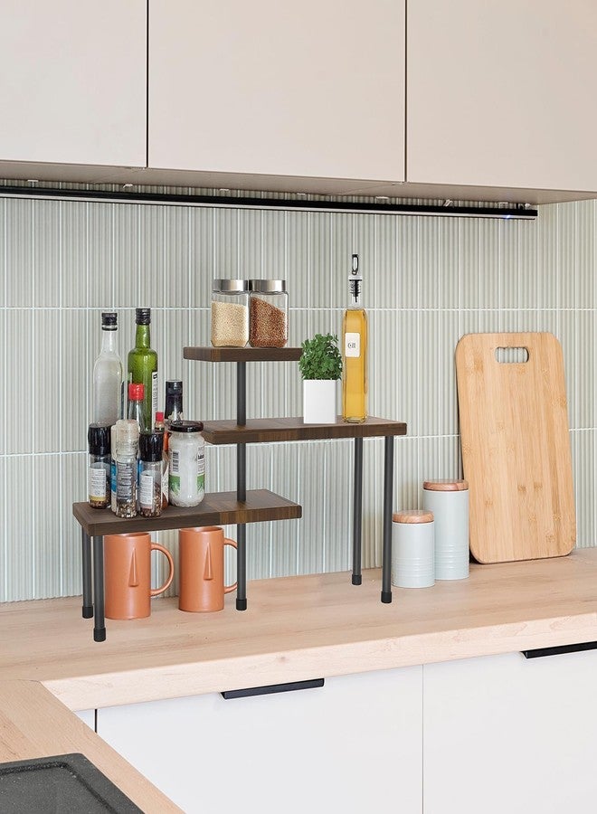 Hooshion Kitchen Countertop Organizer, Kitchen Corner Shelf, 3 Tier Moveable Corner Shelf, Bathroom Counter Organizer, for Kitchen Counter, Coffee Bar, Bathroom Sink, Spice Rack, Plant Shelf - Image 5