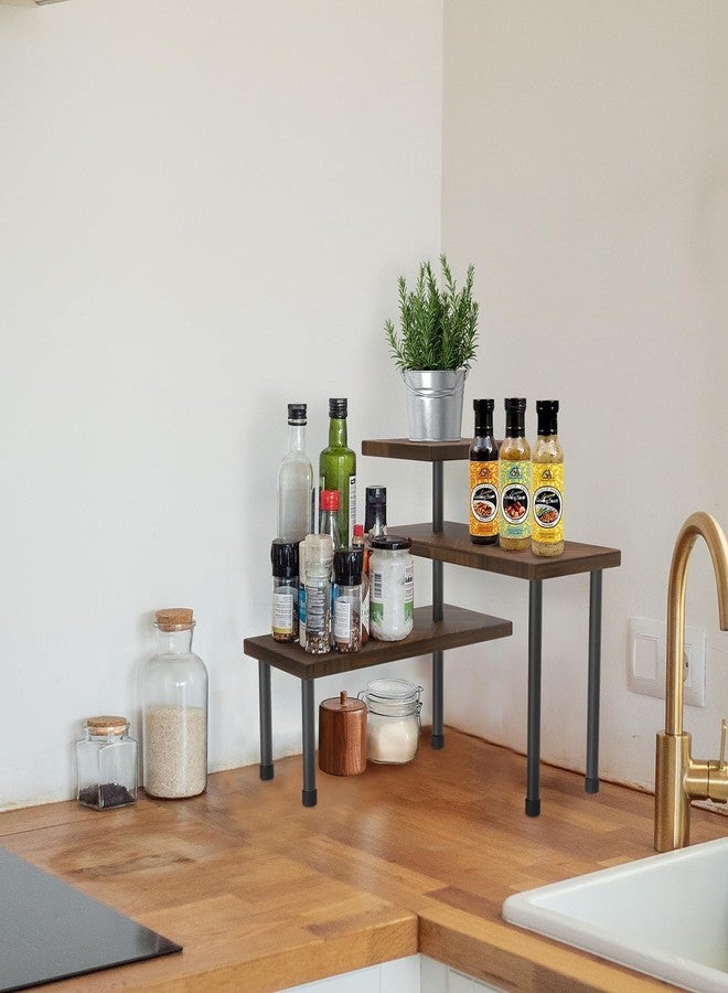 Hooshion Kitchen Countertop Organizer, Kitchen Corner Shelf, 3 Tier Moveable Corner Shelf, Bathroom Counter Organizer, for Kitchen Counter, Coffee Bar, Bathroom Sink, Spice Rack, Plant Shelf - Image 3