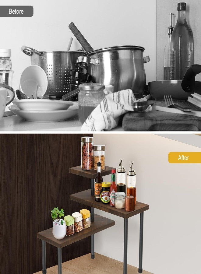 Hooshion Kitchen Countertop Organizer, Kitchen Corner Shelf, 3 Tier Moveable Corner Shelf, Bathroom Counter Organizer, for Kitchen Counter, Coffee Bar, Bathroom Sink, Spice Rack, Plant Shelf - Image 4