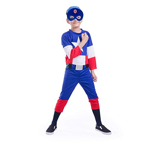 FancyDressWale American Soldier costume for Boys with Cape and Felt Mask; Blue; 2-4 Years - Image 2