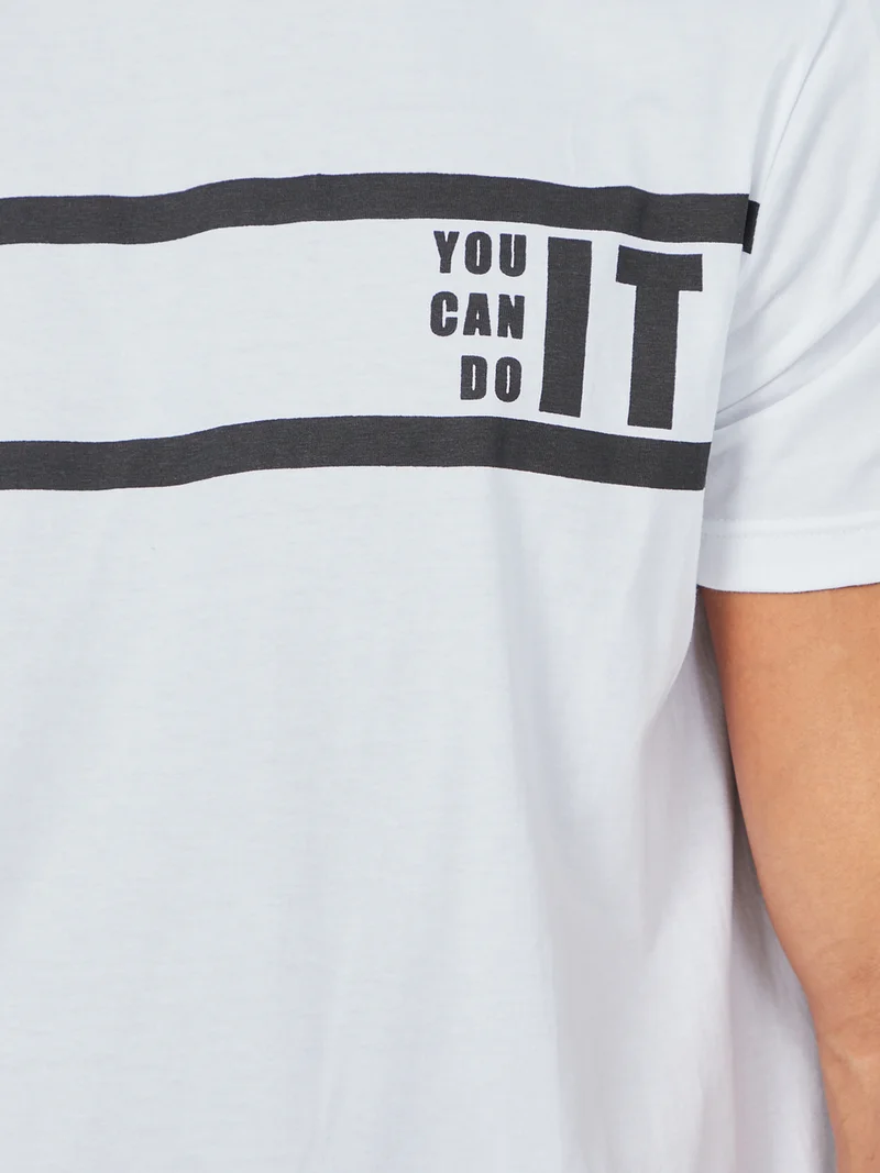 Styli You Can Do It Slogan Print Regular Fit T-shirt