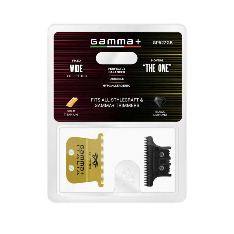 GAMMA+ Replacement X-Pro Wide Gold Titanium with Black Diamond The One Cutting Trimmer Blade Set - Image 3