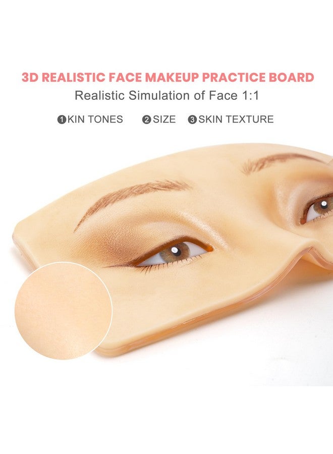 FTOYIN Makeup Practice Face Board 3D Realistic Pad, Reusable eyeshadow practice eyes for Makeup Artist Board Makeup Practice, Eyeshadow Eyeliner Eyebrow Mapping Realistic Face Skin make up practice face - Image 2